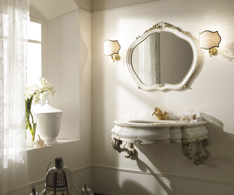 Hand Carved Bath Vanities Kithnos Wall Cabinet In Hand Curved Wood Finish Lumeggiato Gold Marble Top White Cristal 2 Cm Old England Applique Rembrandt
