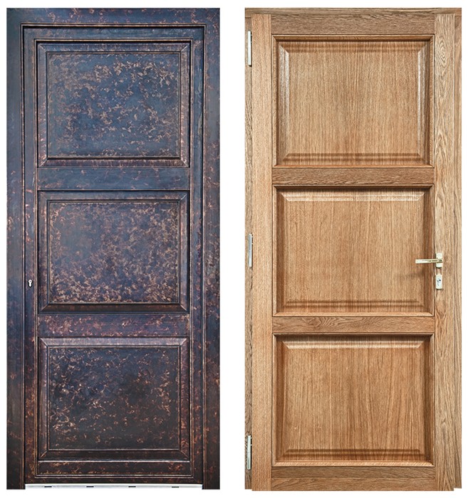 wood bronze entry door